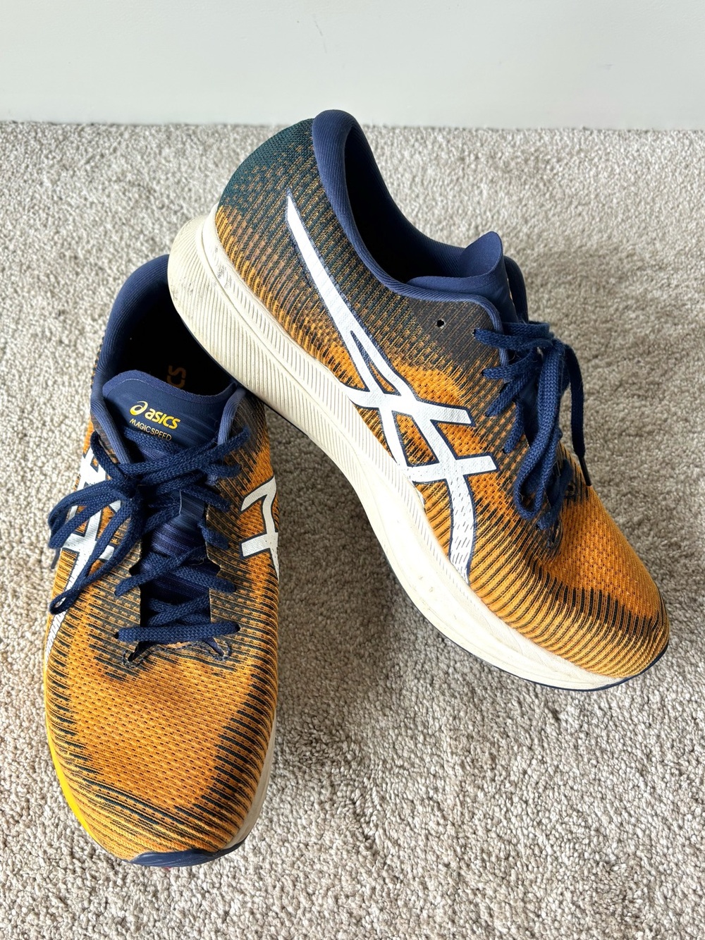 Asics Magic Speed 2 Running Shoes Orange Blue Walking Activewear Athletic
